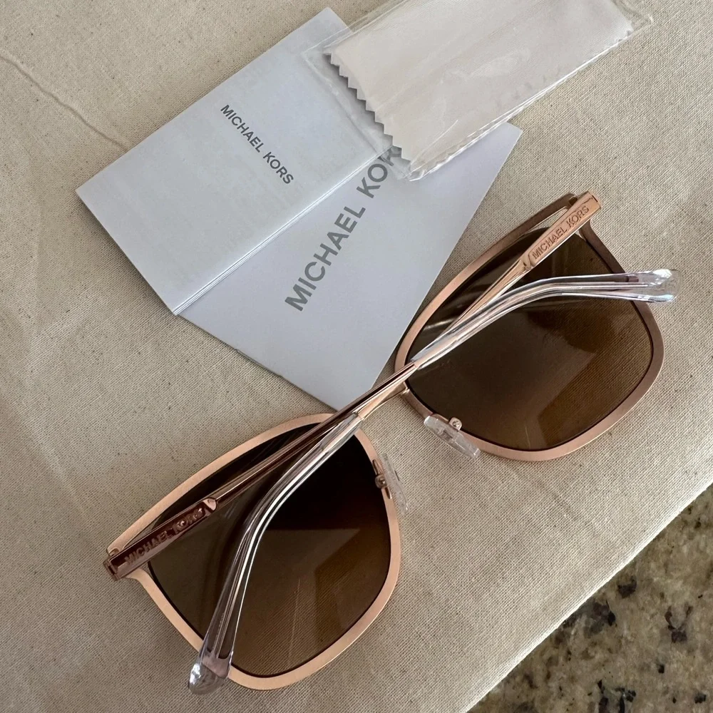 New Michael Kors rose gold sunglasses 57mm square crystal oversized - Picture 3 of 9